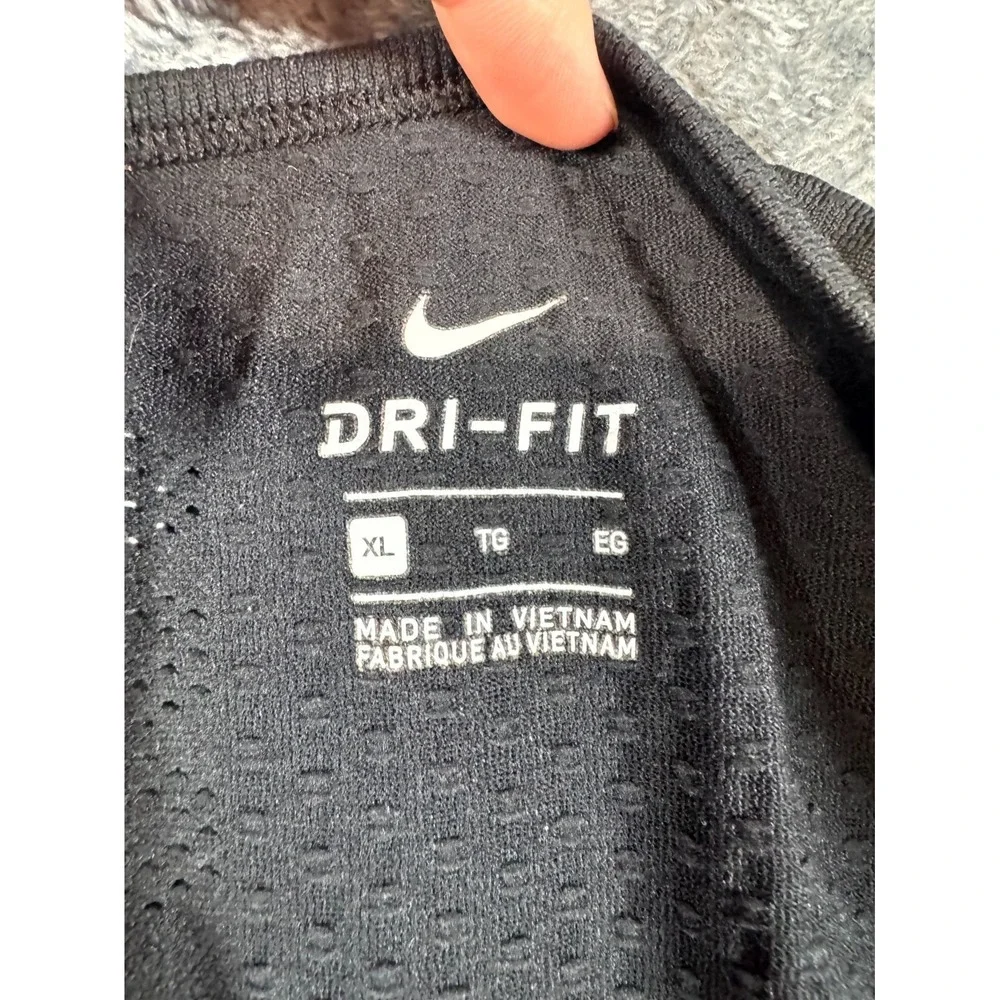 Nike Dri Fit‎ T Shirt Womens Extra Large Black Round Neck Seamless Mesh Running
